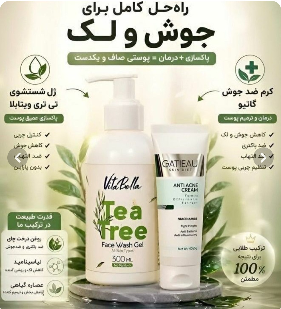 پک بیوممتیک ضد جوش و لک با کرم گاتیو و ژل شستشو ویتابلا